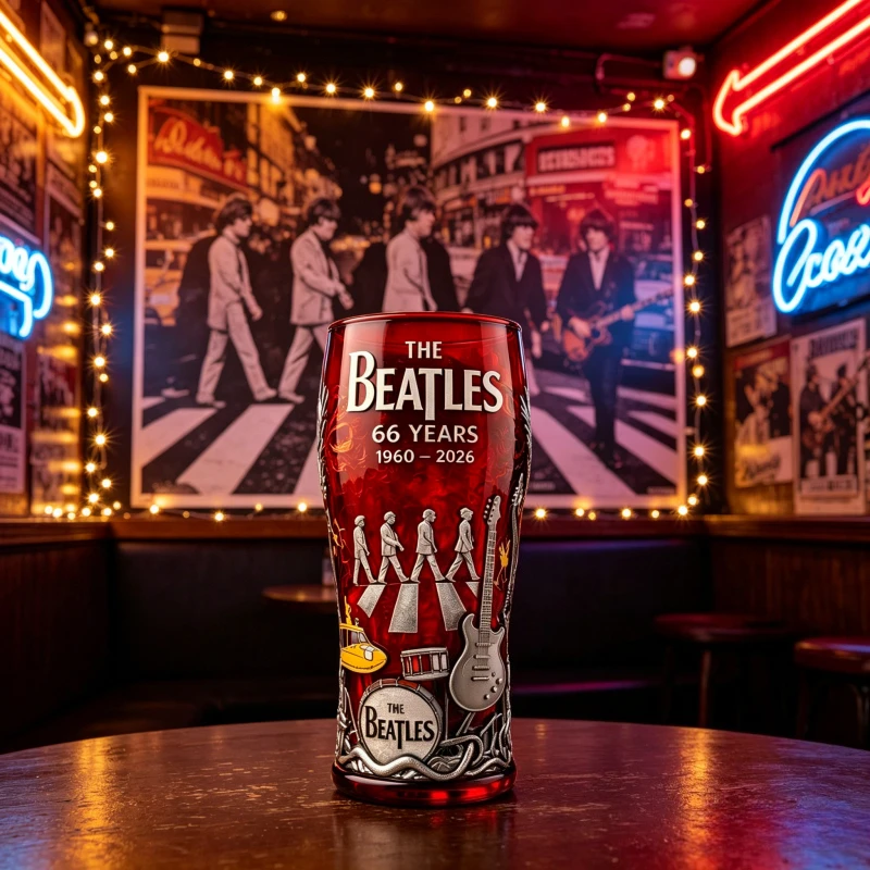 The Beatles 66th Anniversary Glass, a must-have home decoration ornament for music fans