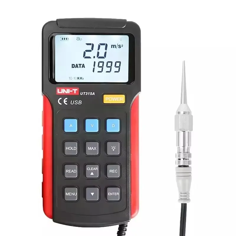 UT315A digital vibration tester, handheld precision measurement 5% accuracy IP55 protection 1 year 8 hours  life