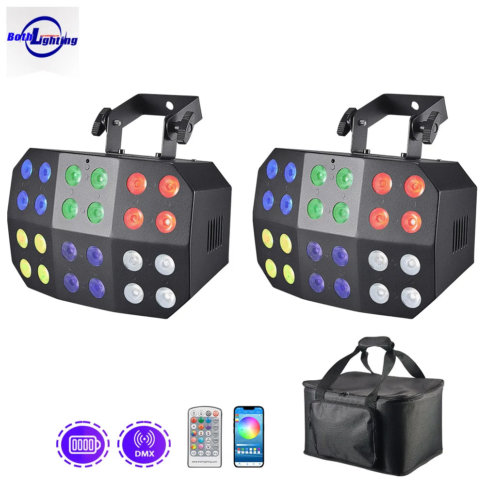 Both Lighting 2pcs Black Bag Spider Wash Lights 24*12w RGBWA+UV LED Wash DJ GIG Battery Powered DMX512 For Wedding Stage Event