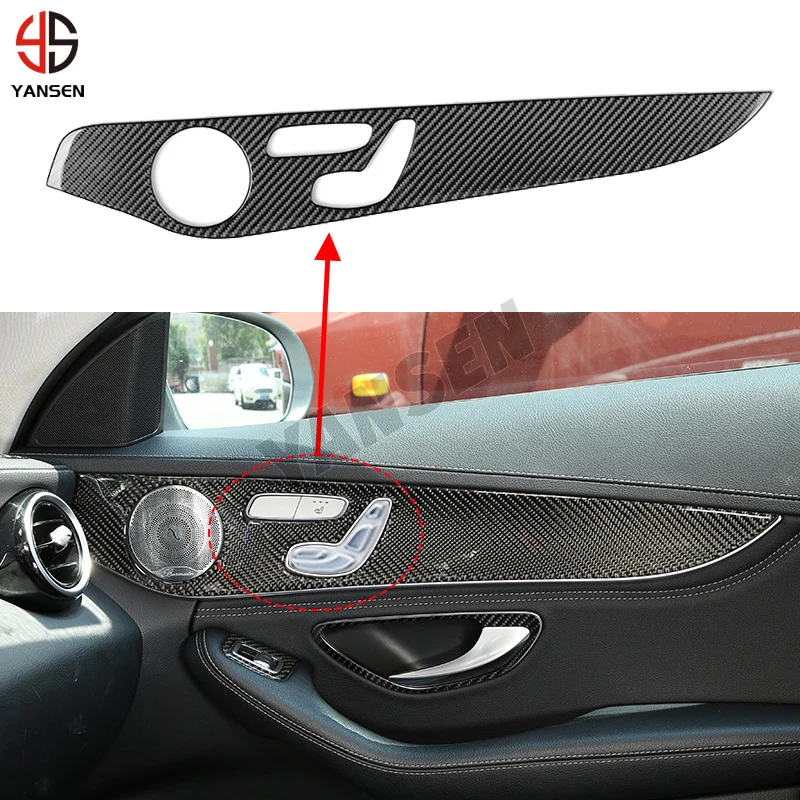 For Mercedes Benz C Class GLC W205 Real Carbon Fiber Car Interior Doors Panel Cover Sticker Trims Decoration Auto Accessories