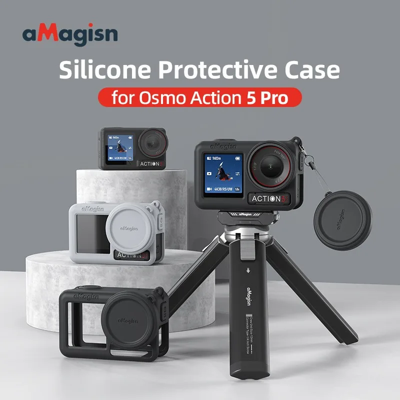 aMagisn for DJI Omso Action5Pro Silicone Case Sport Camera Protective Accessories