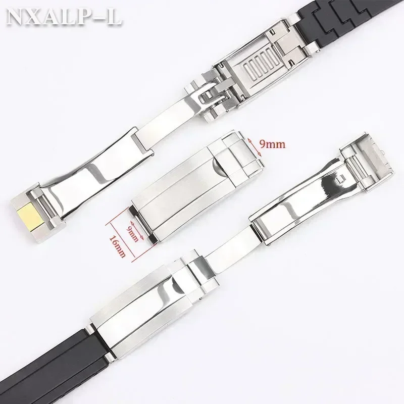 롤렉스 데이토나 Submariner 워터 고스트 실리콘 시계 밴드 접이식 버클 남성용 스포츠 다이빙 팔찌 용 20mm 고무 시계 스트랩