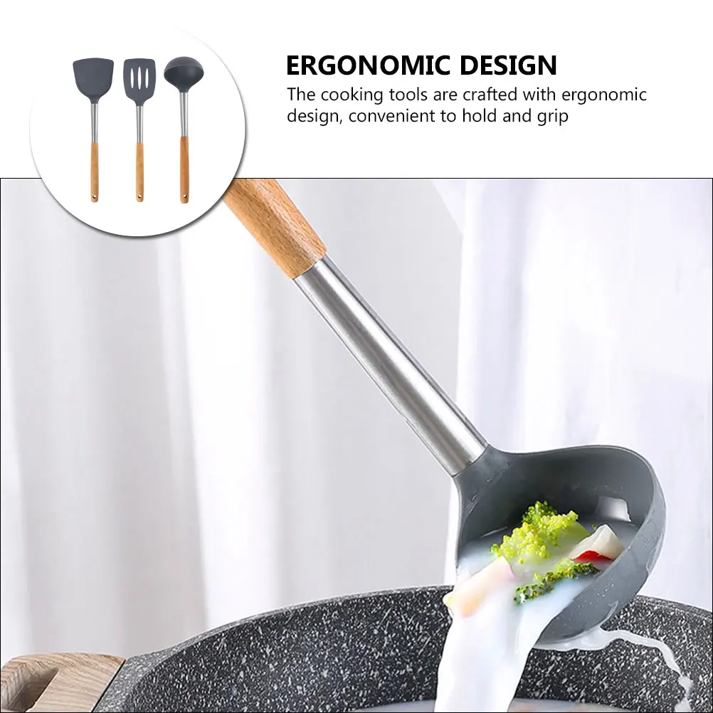 

1 set Cooking Tools Set Non stick Kitchen Utensils Silicone Spoon Spatula Fry Shovel Gadgets Home Hotel Practical Easy Clean