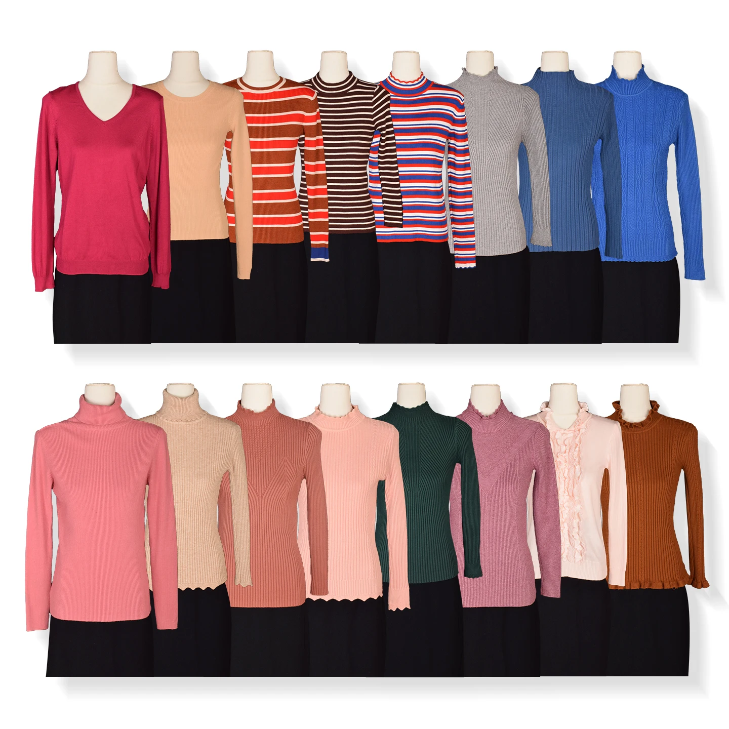 

Vintage Women's Knitted High Collar Sweater Elastici Autumn Winter Fre Sle Long Sve Crew Ne Pullover Top T