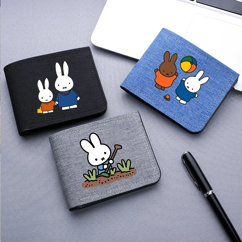 

Miffy Cute Wallets Women Men Portable Wallet Cartoon Animation Pattern Printed Mini Purses Unisex Fashion Purse Birthday Gifts