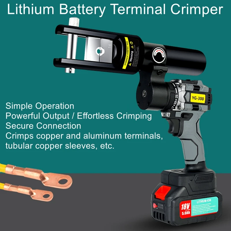 Portable Lithium-Ion Rechargeable Hydraulic Crimping Tool for Electricians YG-300 Compact Automatic Crimping Tool