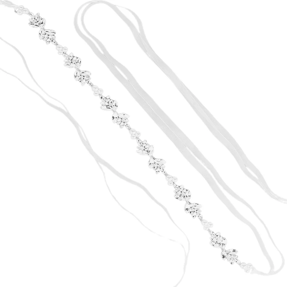 

Pearl and Rhinestone Waist Chain Bridal Belts Wedding Dress with Rhinestones Decor for Formal Bling Women Dressy