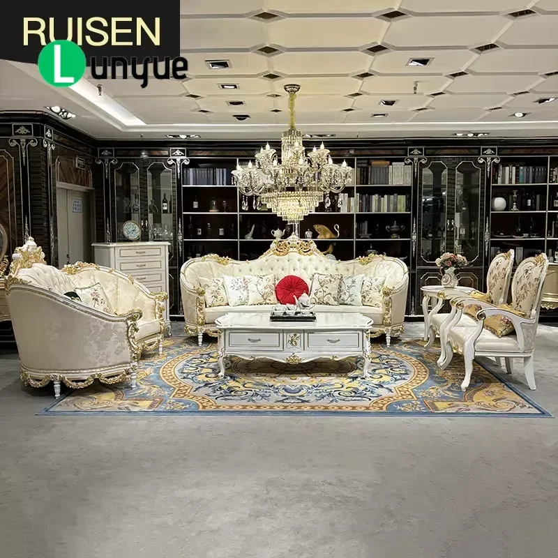 High End French Fabric Sofa Luxury Villa Manor Hotel Interior Design Project Elegant Living Room Furniture Comfortable
