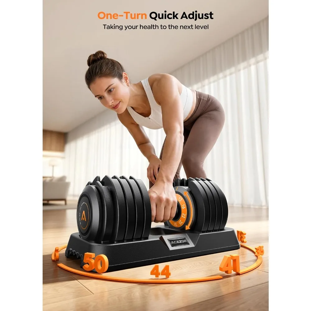 Adjustable Dumbbell 2-10 in 1 25LB/50LB Rapid-Switch Safety Lock Non-Slip Handle Home Gym, Custom