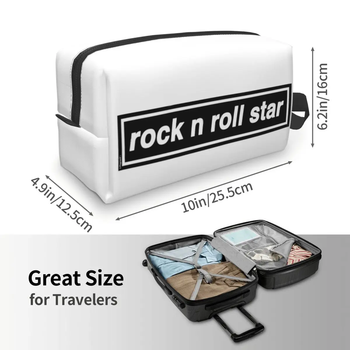 Rock N Roll Star Makeup Bag Cosmetic Organizer Storage Dopp Kit Toiletry Cosmetic Bag for Women Beauty Travel Pencil Case