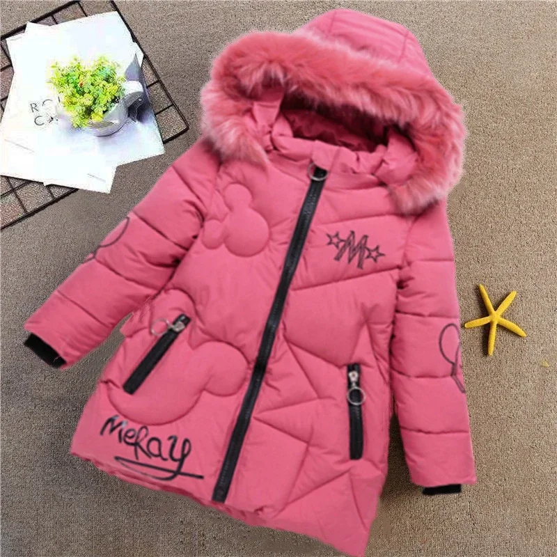 

Girls' Cotton-Padded Clothes Winter 3-12 Years Thickened Fur Collar Children's Jacket Kid's Girl Coat Children's Autumn Coat