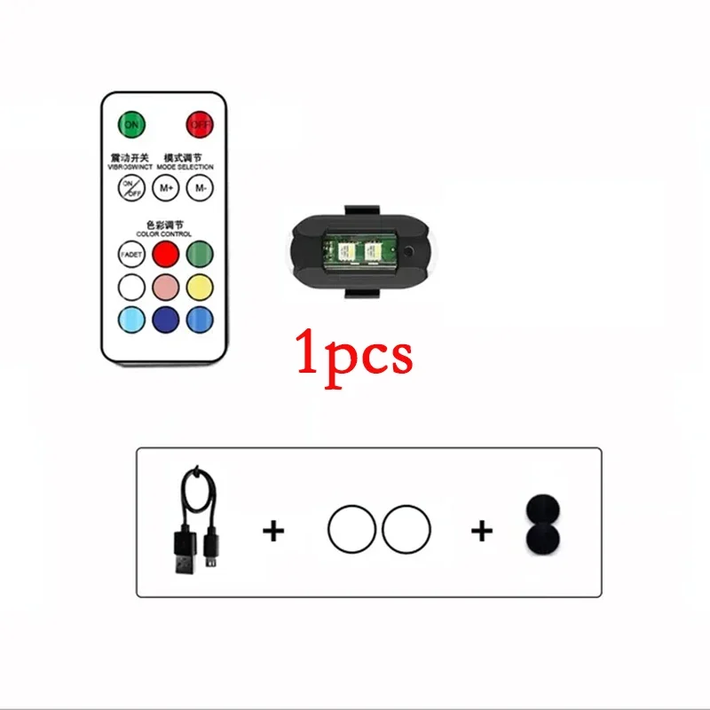 1 Stuks Afstandsbediening Led Rgb Anti-Collision Waarschuwingslampje Magnetische Mini Signaal Licht Drone Stroboscoop Licht 7 Kleur Indicator Motorfiets Lamp
