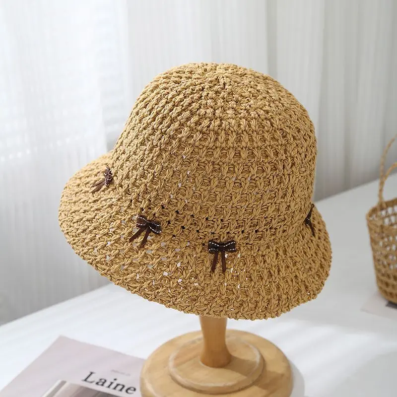 

Trendy 2025 Spring - Summer Ethnic Straw Bucket Hat - Elegant, Shuya, for Leisure Vacations Bucket Hat Women