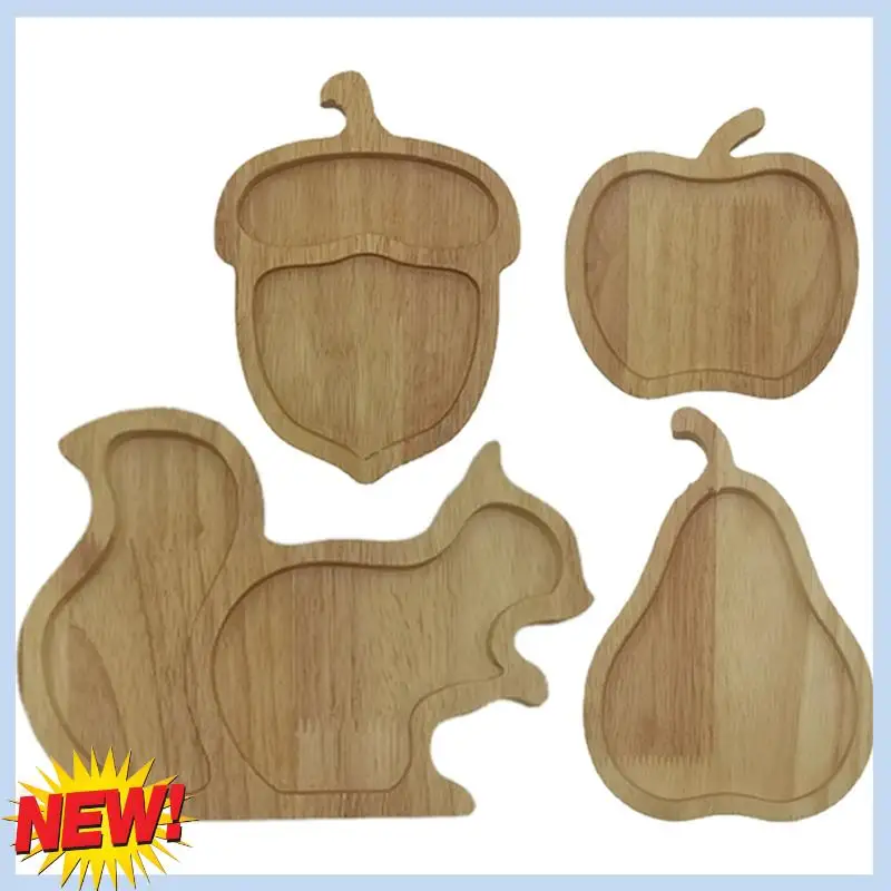 

AT14 D-Snack Plate Space-Saving Storing Squirrel Wooden Snack Tray Pear Fruit Tray Nut Container Tableware Replacement Parts