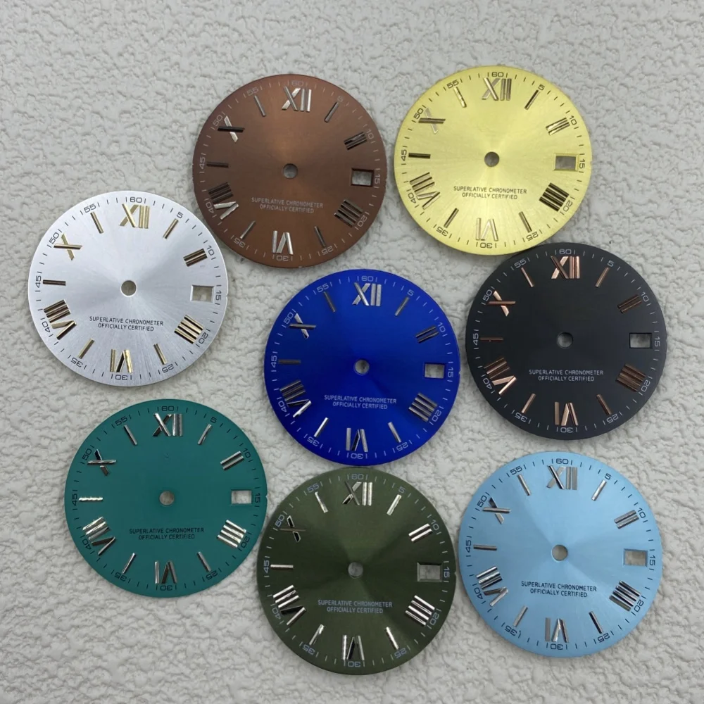 

28.5mm S dial Roman Nail dial with calendar dial literal watch accessory for NH35/NH36 movements