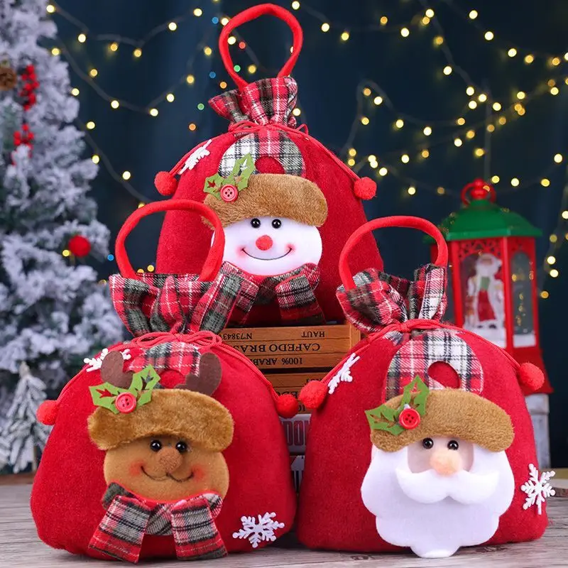 Christmas elk doll gift bag cartoon snowman candy bag creative DIY Santa Claus children begging for sugar can
