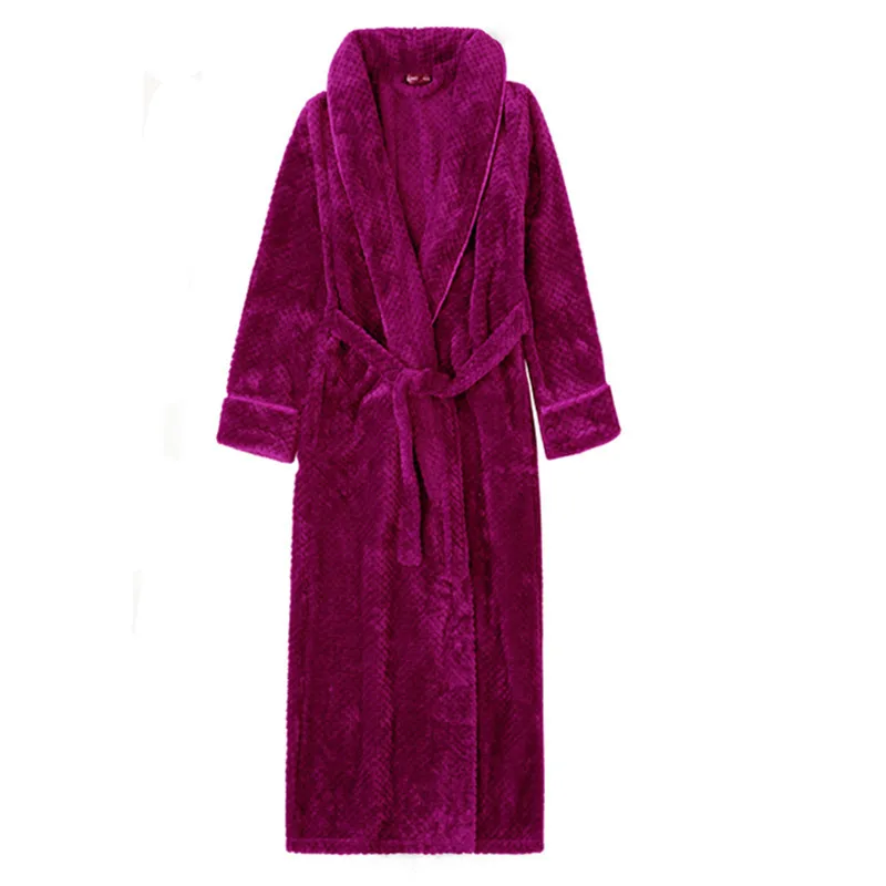 Große Flanell lange Robe Herbst Winter verdickte Paar Nachtwäsche Kimono Bademantel Kleid Nachthemd lose Korallen Fleece Homewear