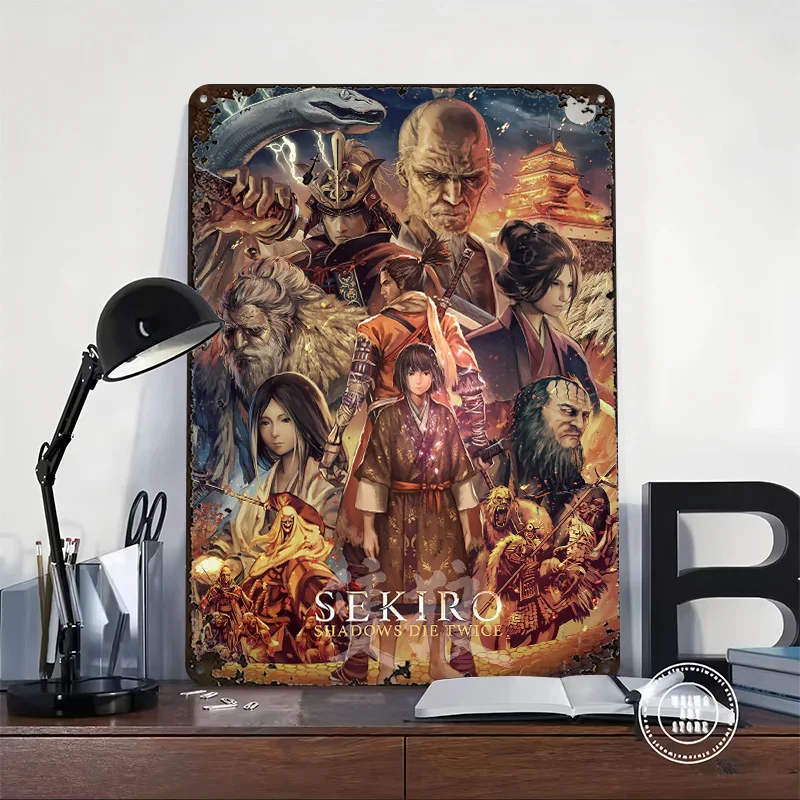 Samurai Sword Poster Retro 3D Printed Metal Signs Customized Wall Hanging Gift for Home Decor Room Accessories House Tin Sign