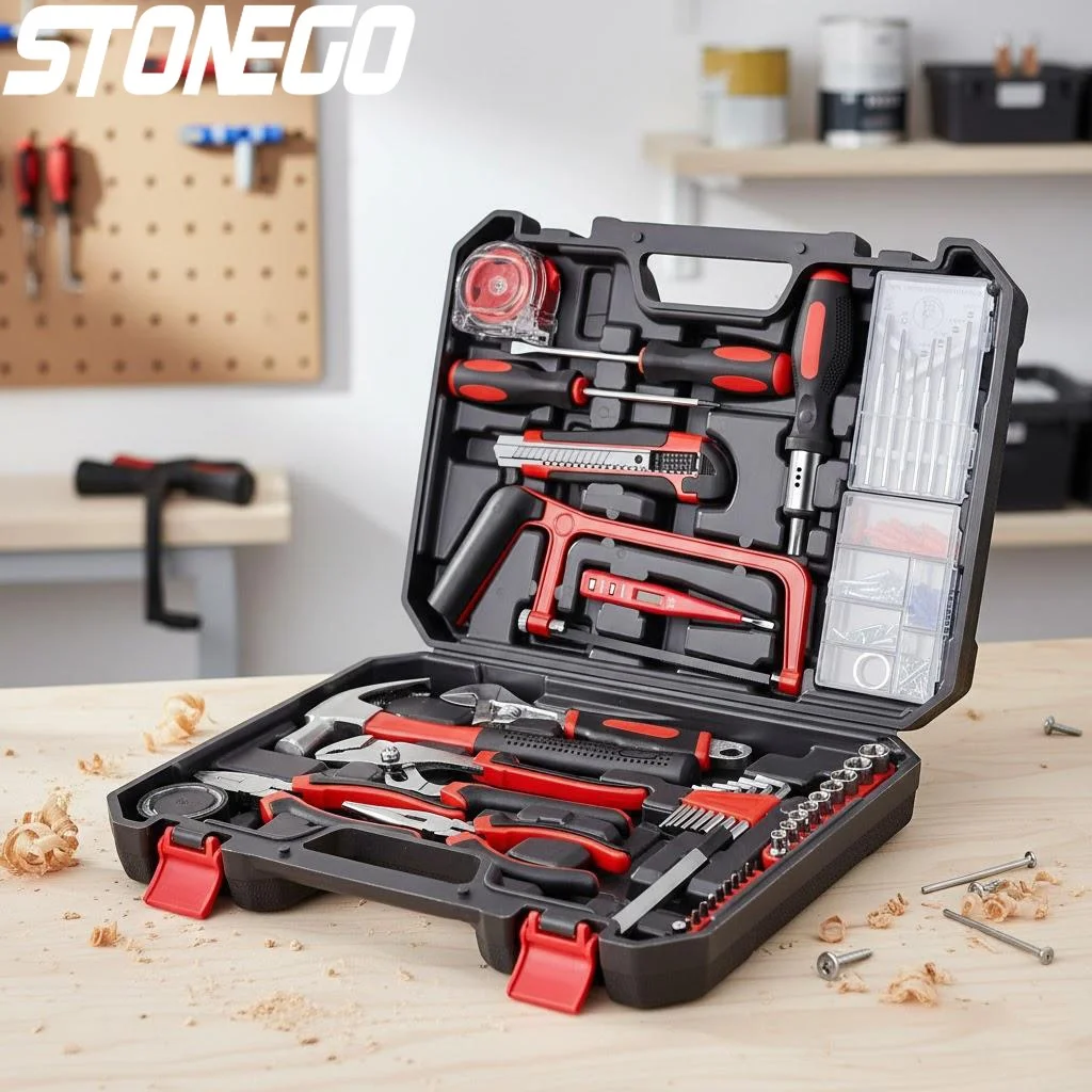 

Набор ручных инструментов 19/43/108 предметов для дома и DIY, включает пилу, отвертку, молоток, гаечный ключ, плоскогубцы, портативный ящик для инструментов