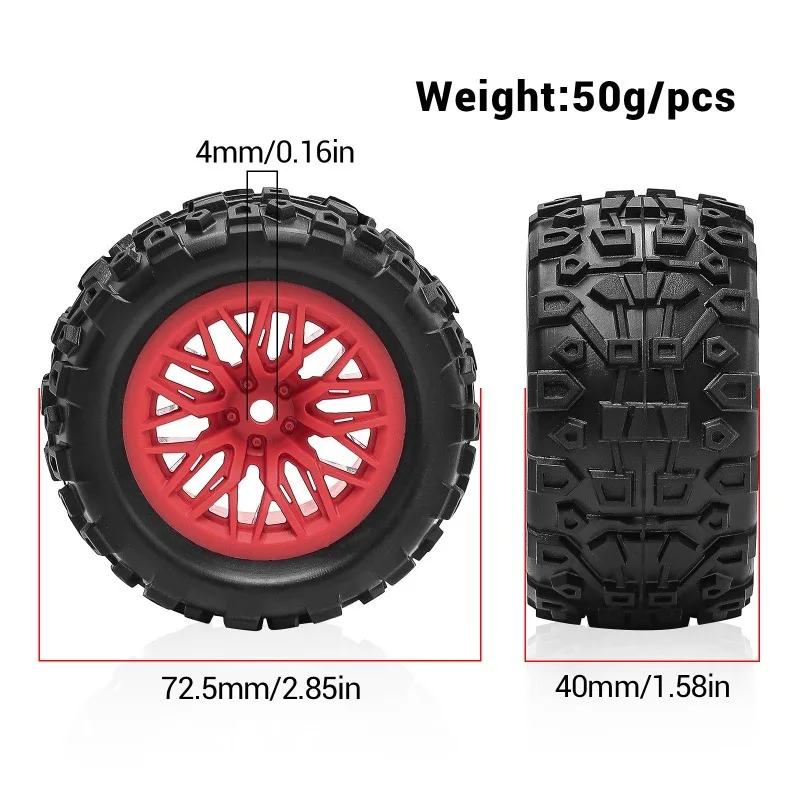 4 pezzi 12mm esagonale 1/18 RC ruota auto pneumatico per ARRMA TYPHON GROM GRANITE GROM parti di aggiornamento accessori