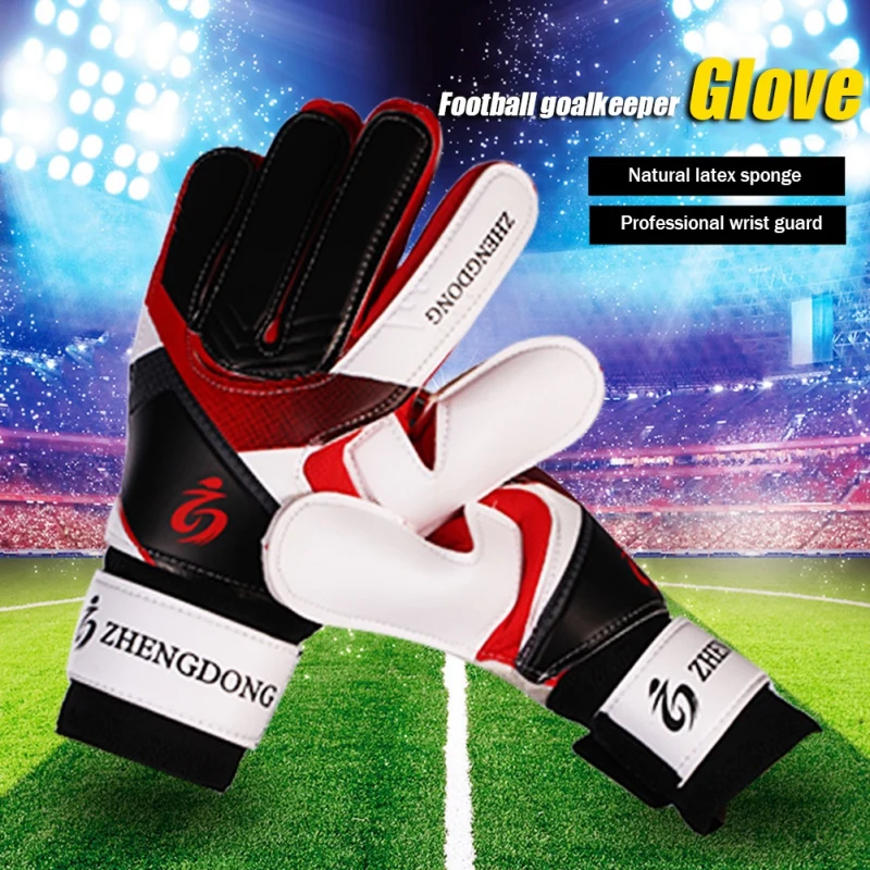 Primary And Secondary School Students Adult Thickened Latex Soccer Goalkeeper Glove Double-Layer Non-Slip Train Protective Glove