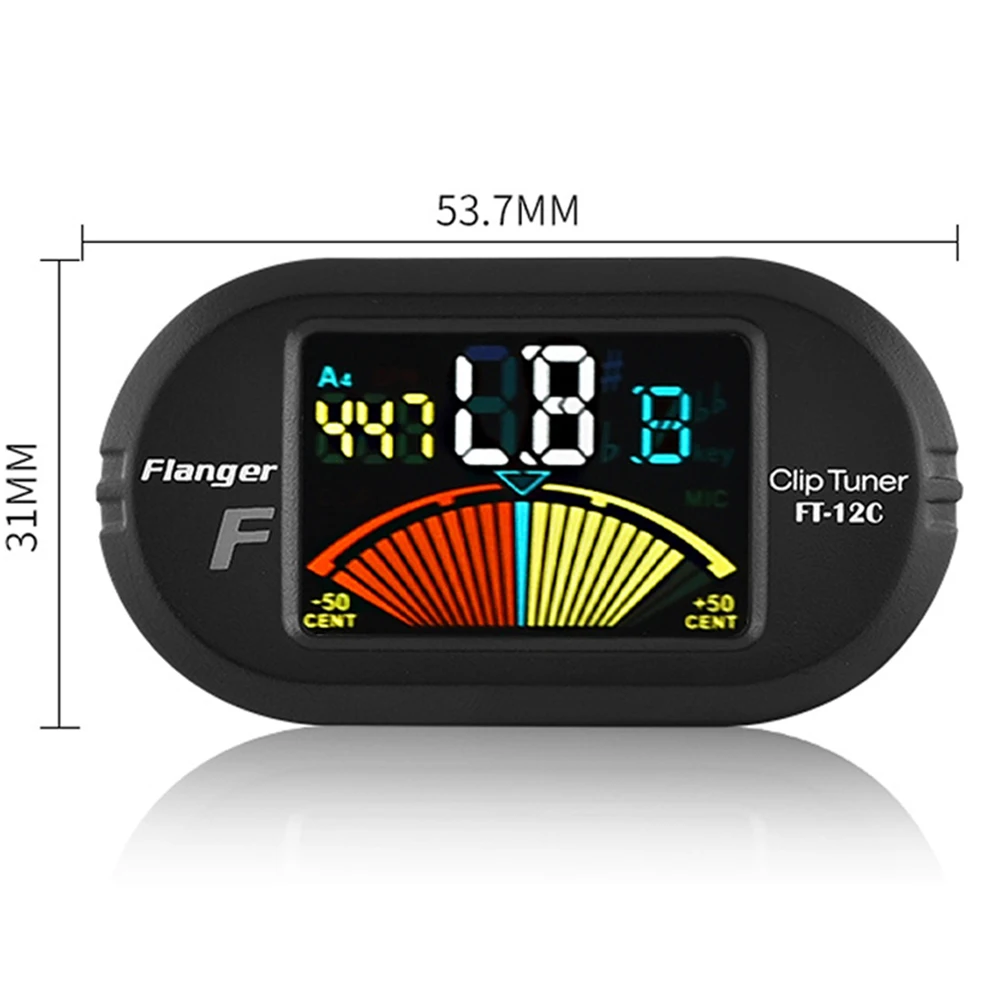 Flanger FT-12C Guitar Tuner Colorful Screen Chromatic Tuner with Clip Mount Display Tuner for Guitar Bass Ukulele Violin