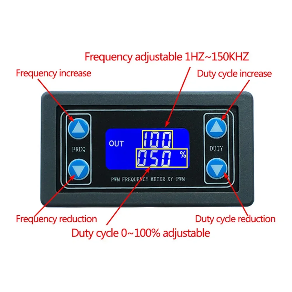 1Hz-150Khz Signal Generator PWM Board Module Pulse Frequency Duty Cycle Adjustable Module LCD Display 3.3V-30V 1Hz - 150Khz