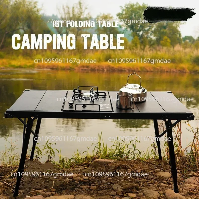 Aluminum Plate Table Egg Roll Table Camping Folding Table Portable Lift Picnic Barbecue  Mobile Kitchen