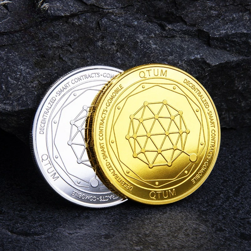 QTUM Plated Gold Crypto Currency Collectible Coin Virtual Bitcoin Physical Commemorative Coins