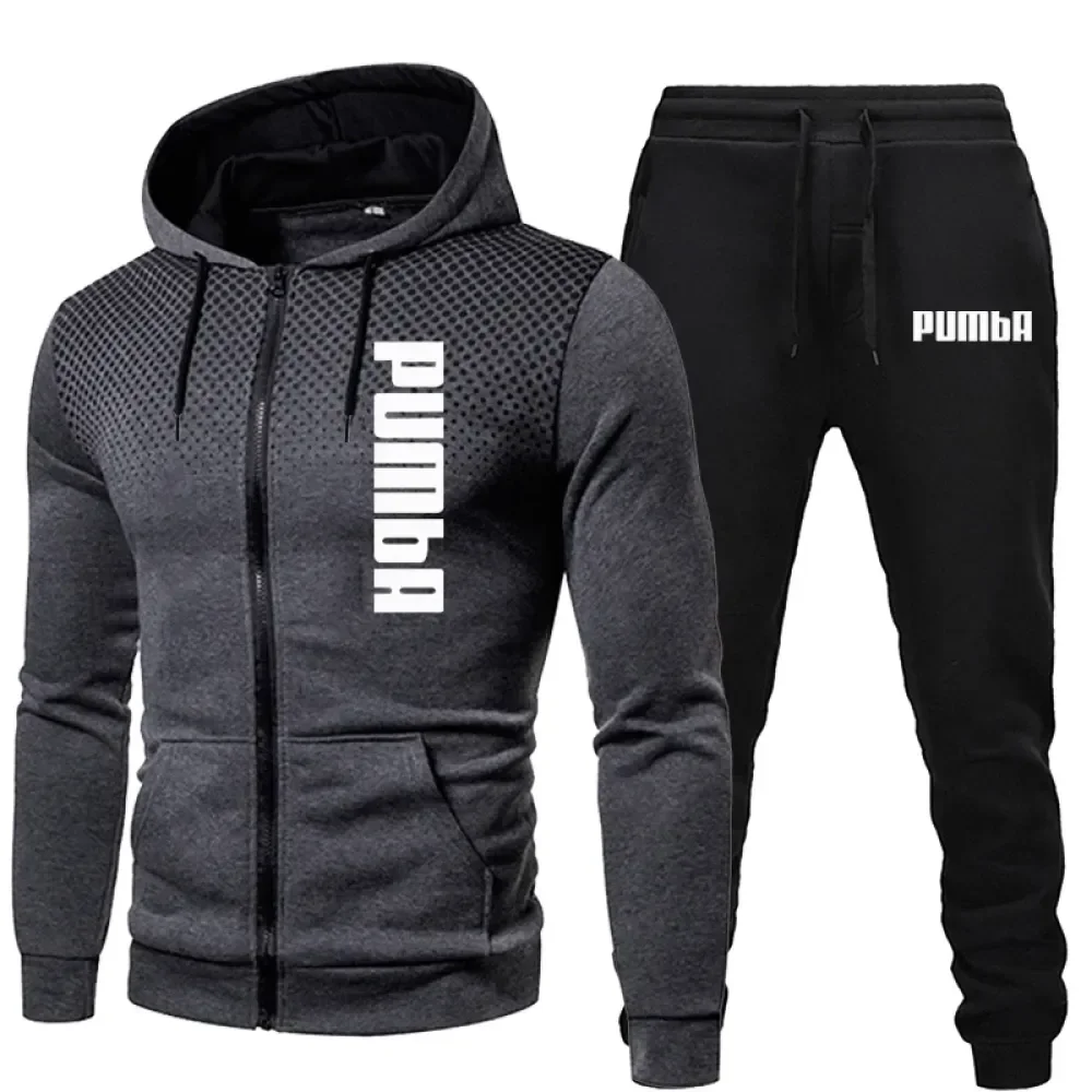 

Men's Sports Tracksuits Sets Long Sleeve Hoodie Suits Zipper Jackets +Jogging Pants Spring Autumn Running Fitness Sportswear