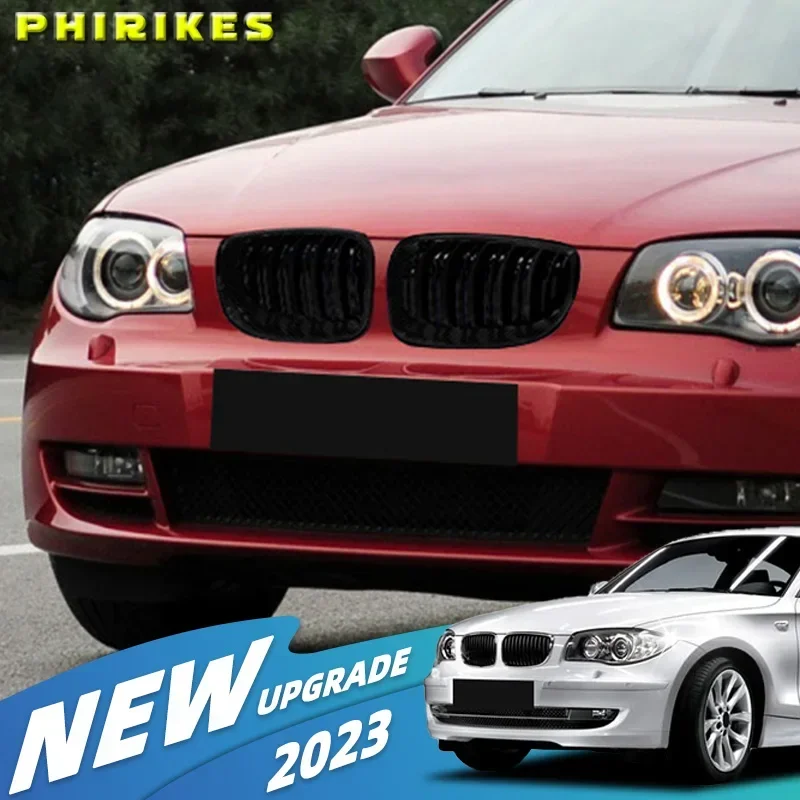 Pour BMW E81 E87 E82 E88 128I 130I 135I voiture pare-chocs avant Grille de rein Grilles de course Grilles noir brillant double lattes gril 07-11