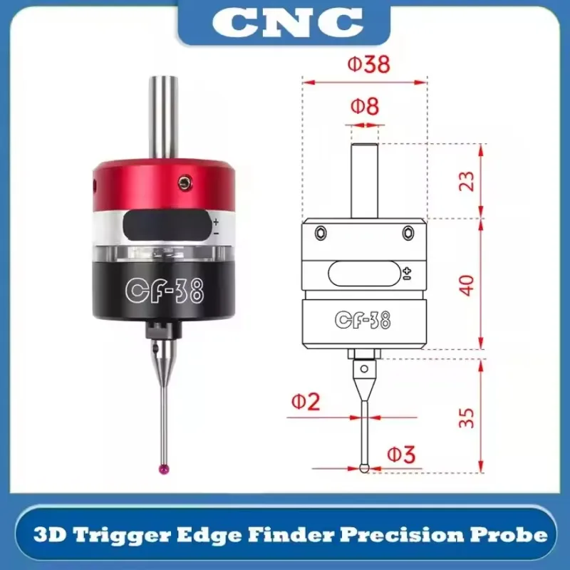 TEBAK 3D Edge Finder Centro di lavoro Fresatrice CNC Sonda di precisione a tre coordinate Asta di centraggio Strumento Setter CF-38