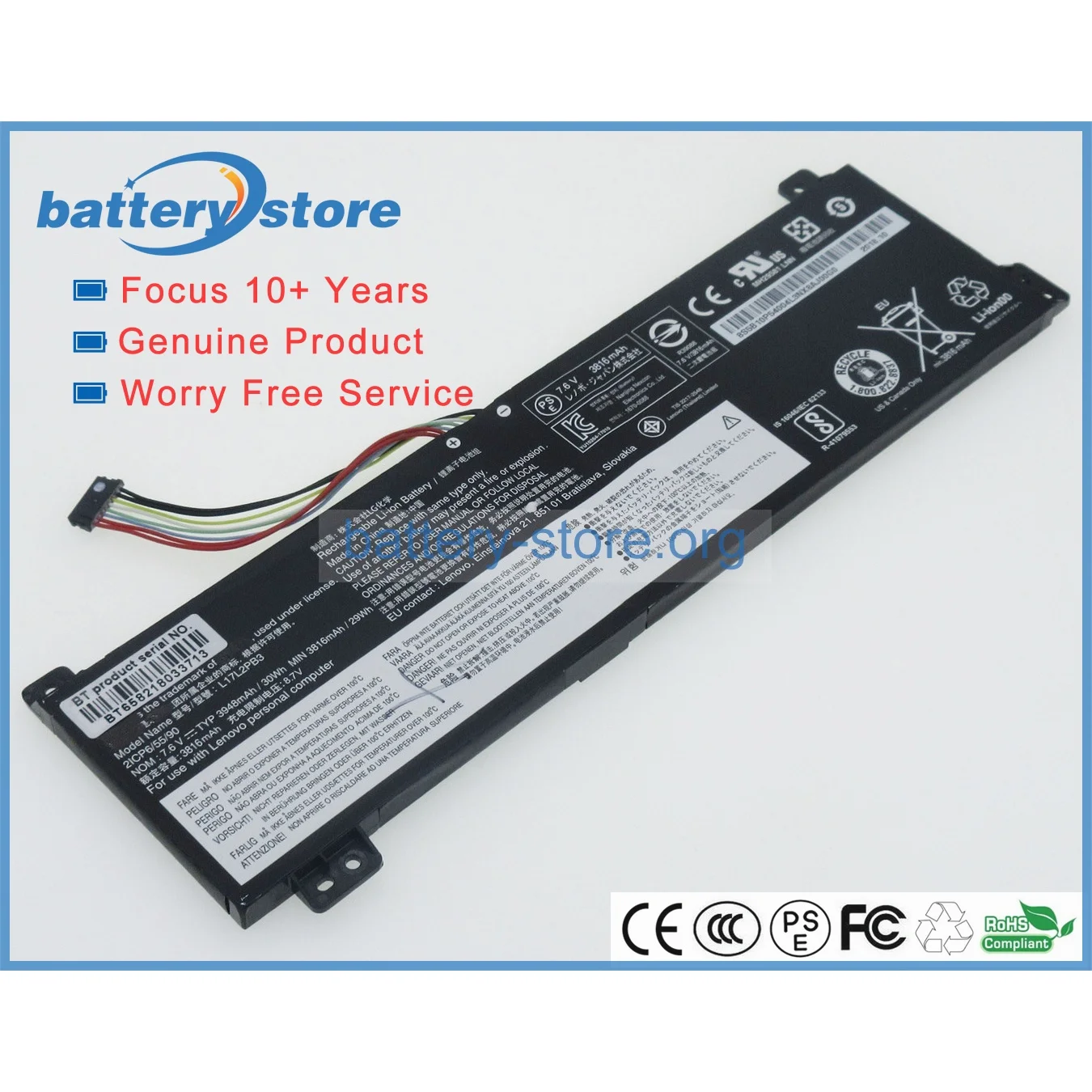 Genuine Original Laptop Batteries for 2ICP6/55/90,5B10W67363,2ICP6/54/90,5B11B36273,L17L2PB4,5B10R32998,L17C2PB4,7.5V