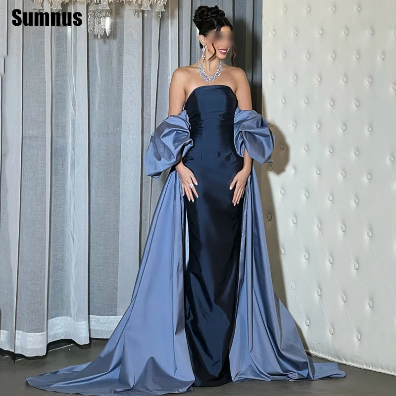 

Sumnus Вечерние платья русалки контрастного цвета длиной до пола, вечерние платья с короткими рукавами فساتين سهرة по индивидуальному заказу