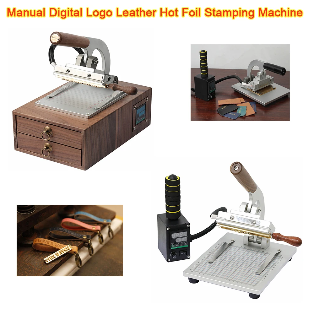 

Manual Digital Hot Foil Stamping Machine, Logo Leather Heat Press Bronzing Machine, Copper Mould Stamp, Wooden Paper Labeling