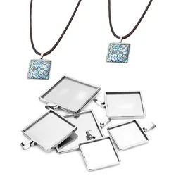 5pcs Stainless Steel Square Pendant Cabochon Base Setting Tray for DIY Charm Craft Accessories Jewelry Making Supplies Wholesale
