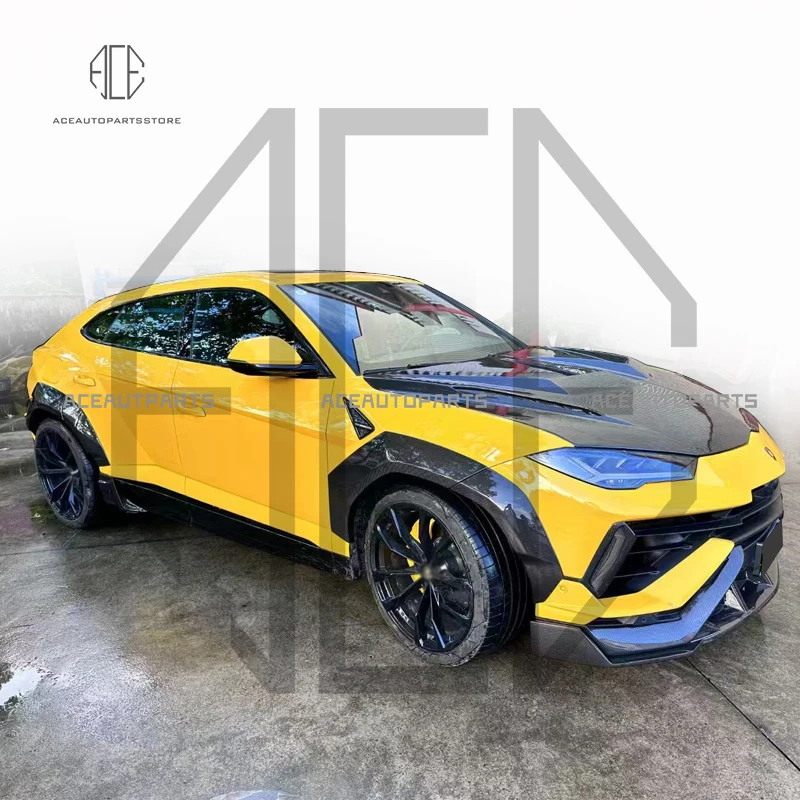 Car Body Kit For Lamborghini URUS V Style Dry Carbon Fiber Front Bumper Side Vent Cover Rear Lip Trunk Spoiler Wing Accessories