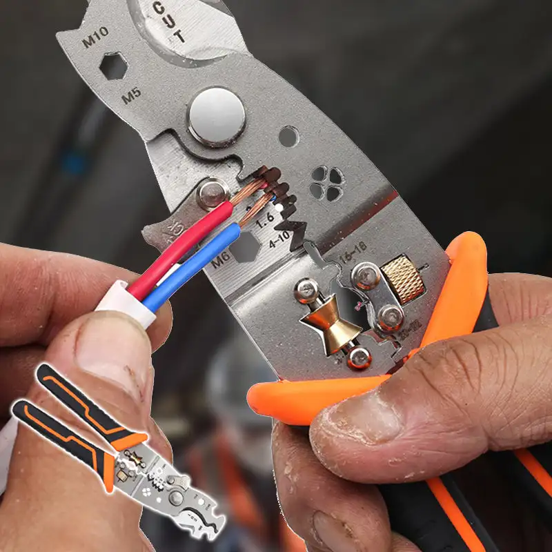 28 in 1 Multifunctional Wire Stripper Crimping Pliers Heavy Duty Stripping Pliers Cable Splitting Pulling Winding Cutting Peeler