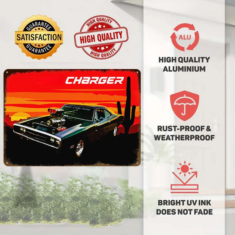 Sports Charger With Supercharger Poster Customized Vintage Metal Signs Wall Art Retro Tin Plaque for Home Decoration Gaming Room