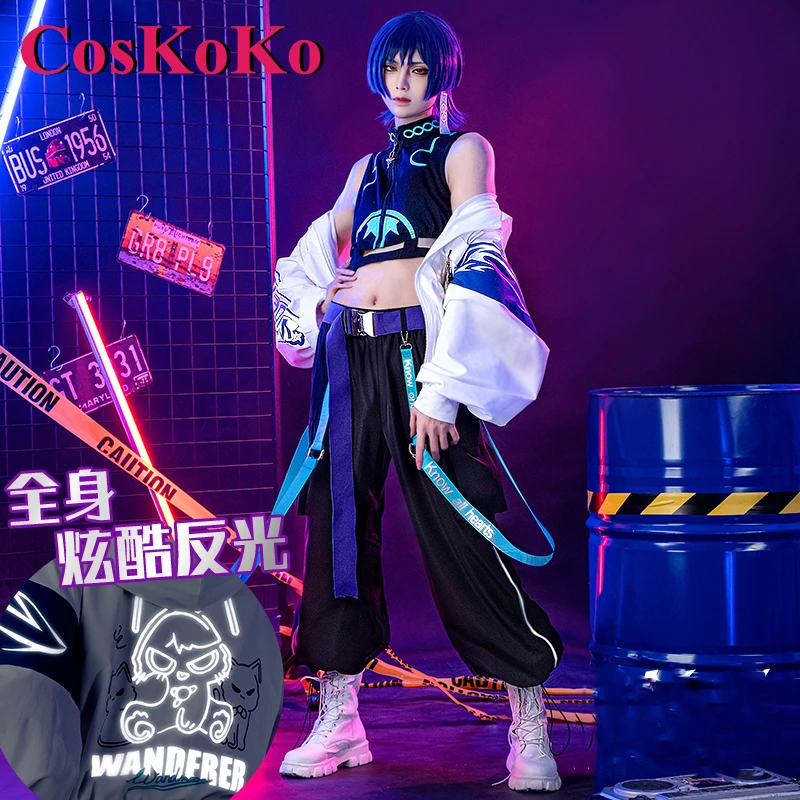 CosKoKo-Disfraz de Wanderer/Scaramouche, Genshin Impact, Enginery, moda de la industria pesada, guapo, trajes de uso diario, S-XL