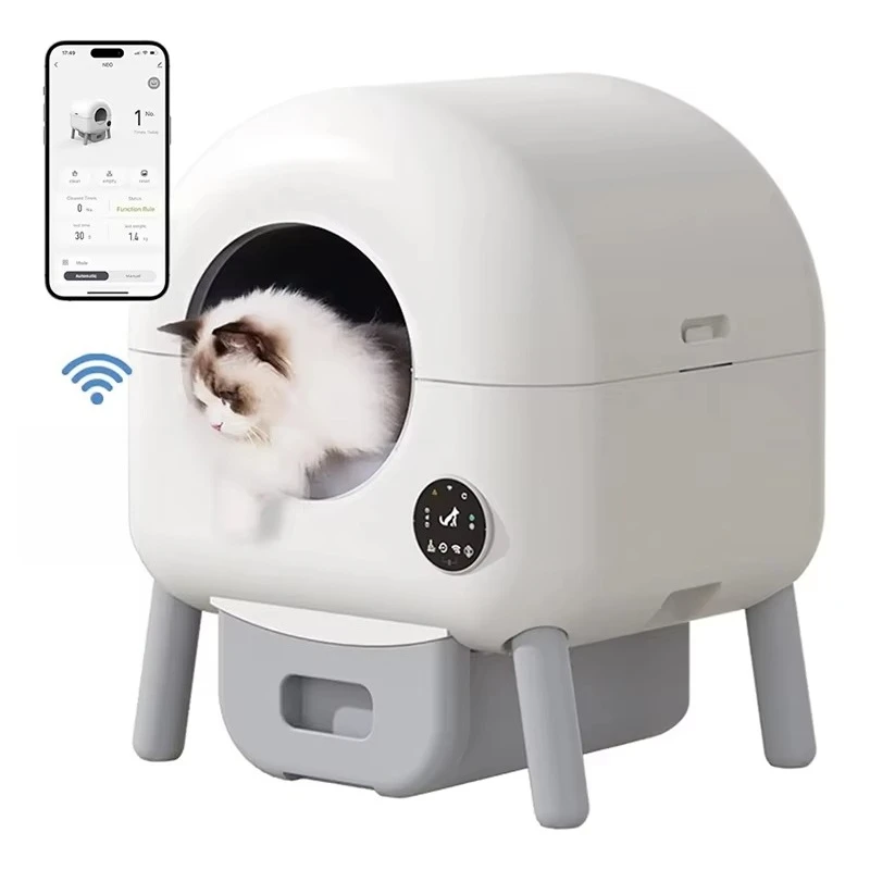 

STLFExtra Large 76L Smart Self-Cleaning LitterssBox App-Controlled Safety Features Easy Cleaning for Multiple Cats Made Plastic