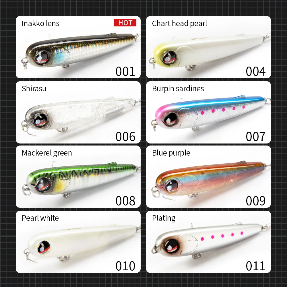 Hunthouse Fishing Surface Pencil Lure 75mm/11.5g 95mm/18g Topwater Floating Wobbler Hard Bait For Seabass Saltwater Perch Tackle