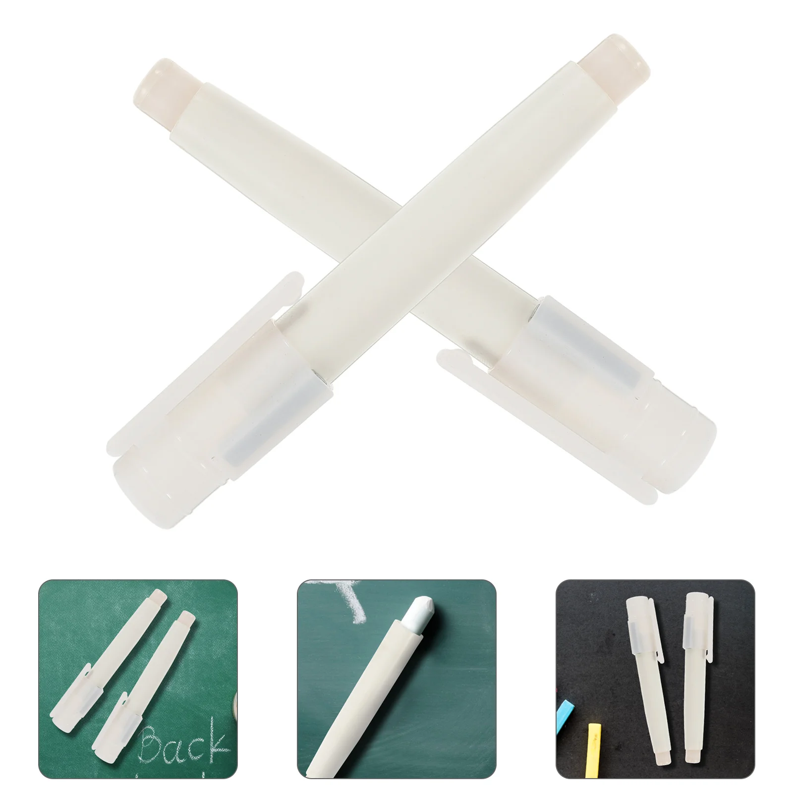 2 Pcs Automatic Chalk Set Office Pens Protection Clip Plastic Board Sleeve for Teacher