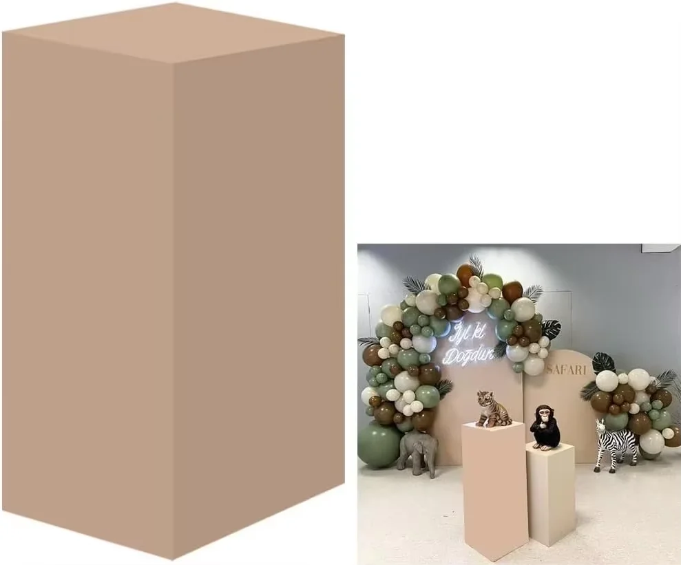 

Mehofond Brown Square Pedestal Backdrop Cover Plinth Solid Color Wedding Baby Shower Birthday Background Cake Table Decor Prop