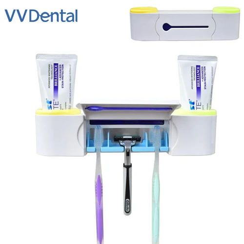 VVDental 다기능 칫솔 거치대, 자외선 살균 자동 치약, 압착 지지대 칫솔 살균기 