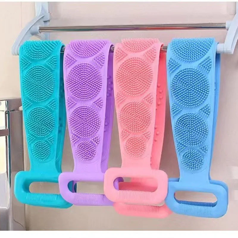 Esponja Corporal de Silicona, Cepillo Exfoliante para Baño, Masajeador de Espalda, Cinturón de Ducha Exfoliante, Cepillos Limpia-Piel Extendidos, Cepillo de Baño