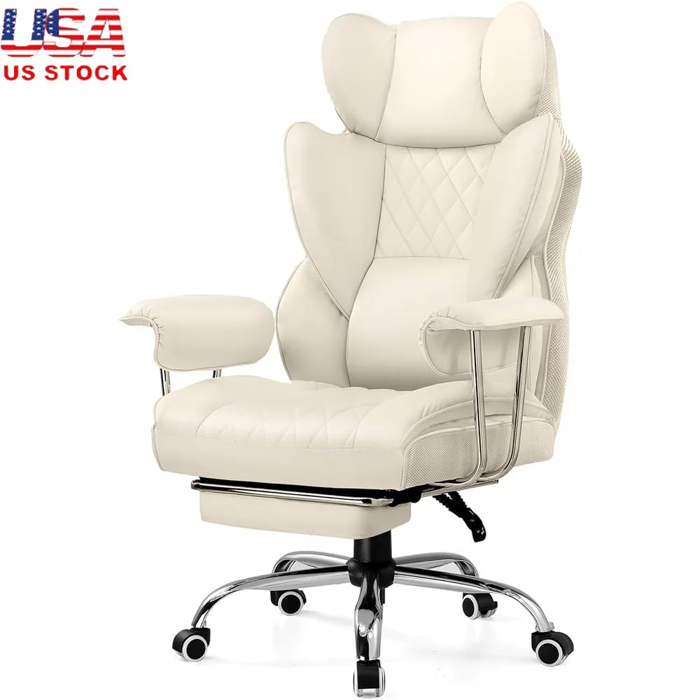 

Большое высокое офисное кресло, эргономичное кожаное игровое кресло с высокой спинкой, регулируемая подставка для ног, поясничная поддержка, игровой стол, кресло с карманом