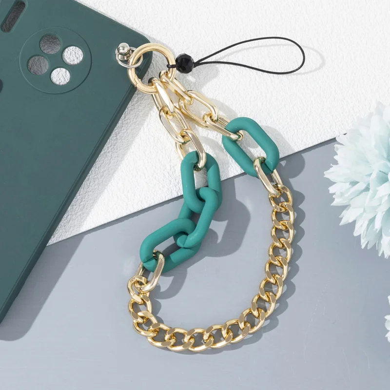 Korean Short Mobile Phone Chain for Women Summer Acrylic Alloy Phone Lanyard Hand Carry Fashion Hanging Chain Jewelry