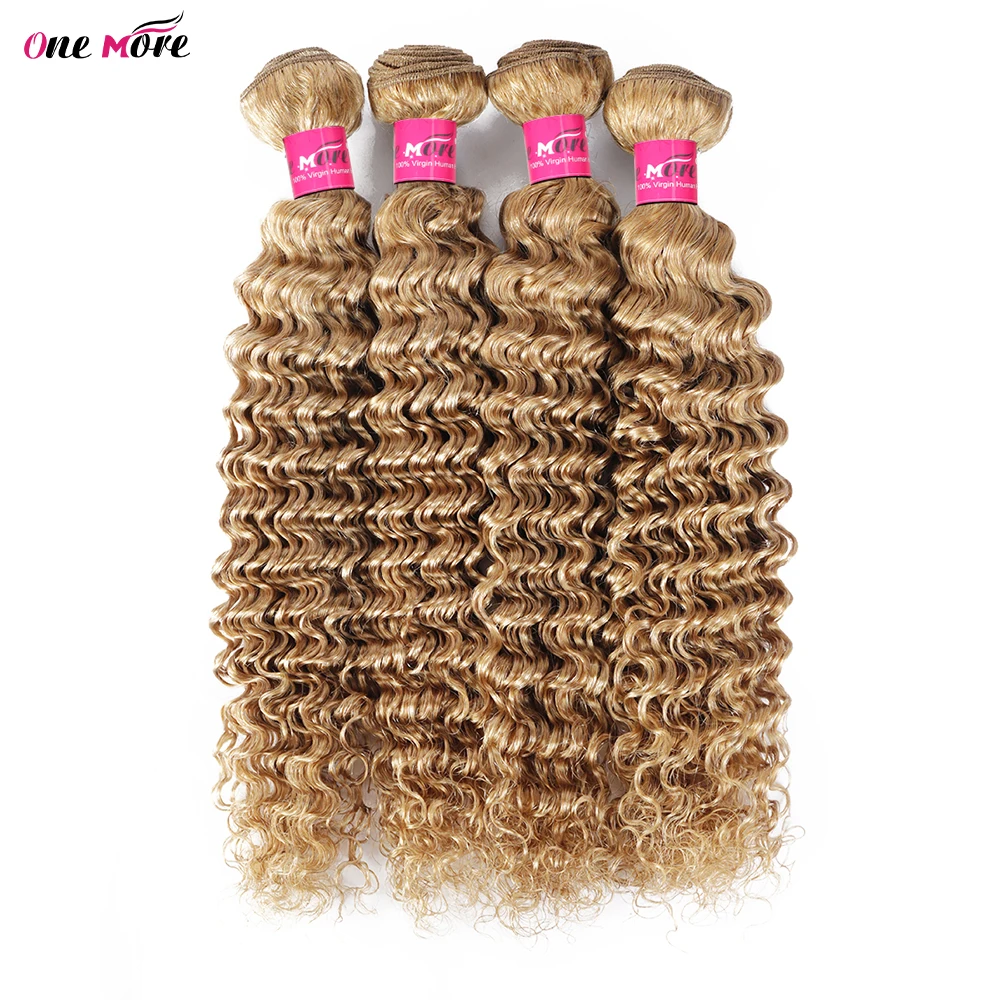 Loose Deep Wave Bundles With Closure Honey Blonde Colored Human Hair Bundles With Closure 3/4 Bundles With Closure 4x4 Lace