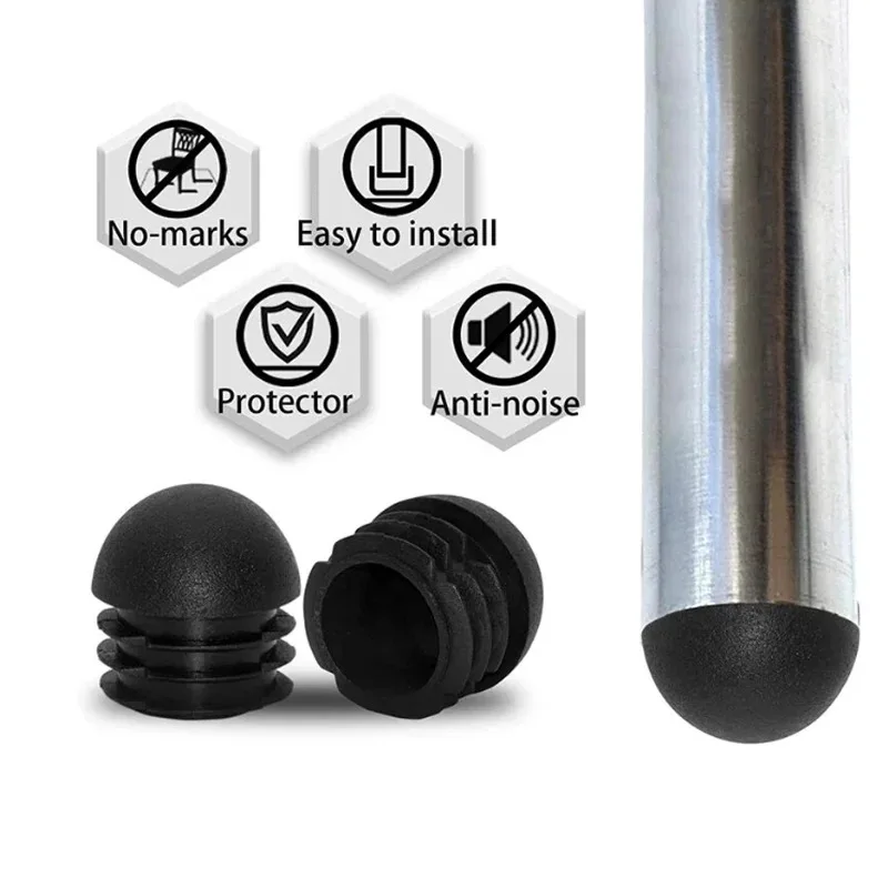 1-20 قطعة 13-76 مللي متر البلاستيك الأسود القبة المستديرة تقطيع نهاية قبعات طاولة أثاث كرسي قدم أنبوب الأنابيب إدراج المكونات حامي غطاء #5